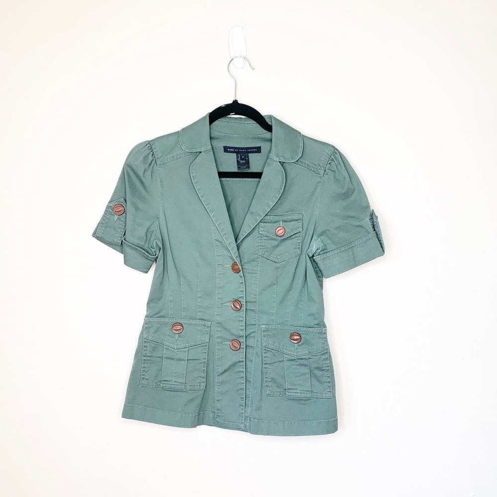 Green Short-Sleeve Utility Jacket